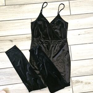 Guess Black Velvet Jumpsuit